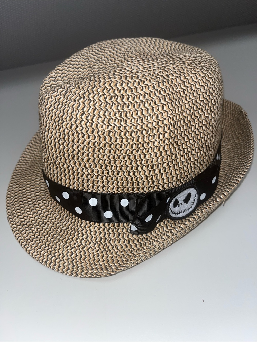 Disney Kids Straw Fedora Hat with Black Polka Dot Band